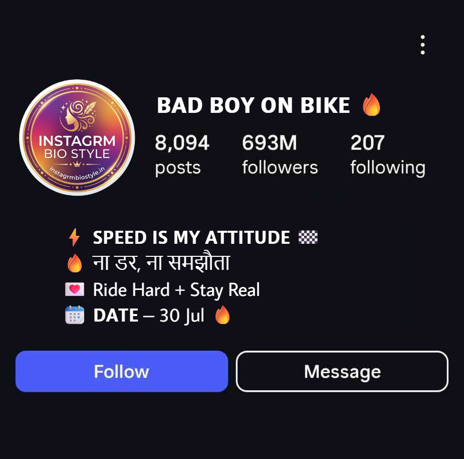Attitude Rider Bio For Instagram