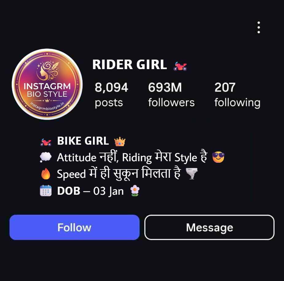 Rider Bio For Instagram For Girls