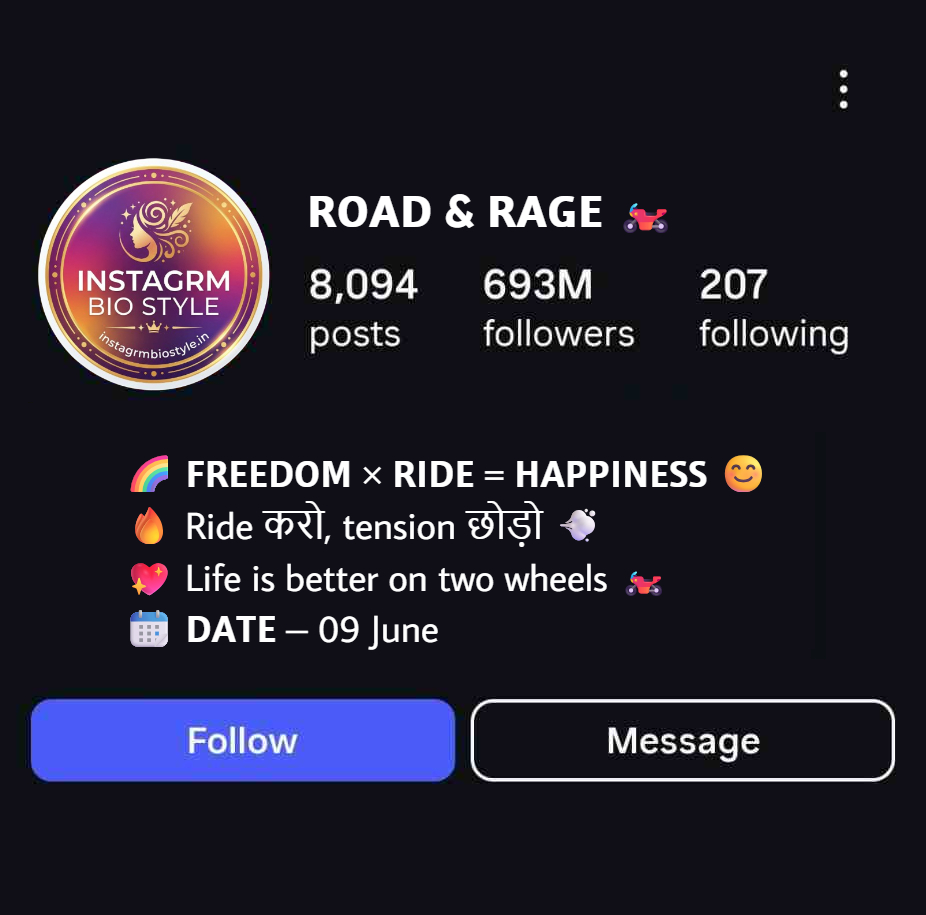 Stylish Bike Lovers Quote For Instagram Bio