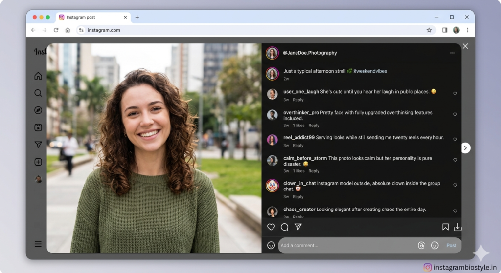 Meme-style comments for friends photos