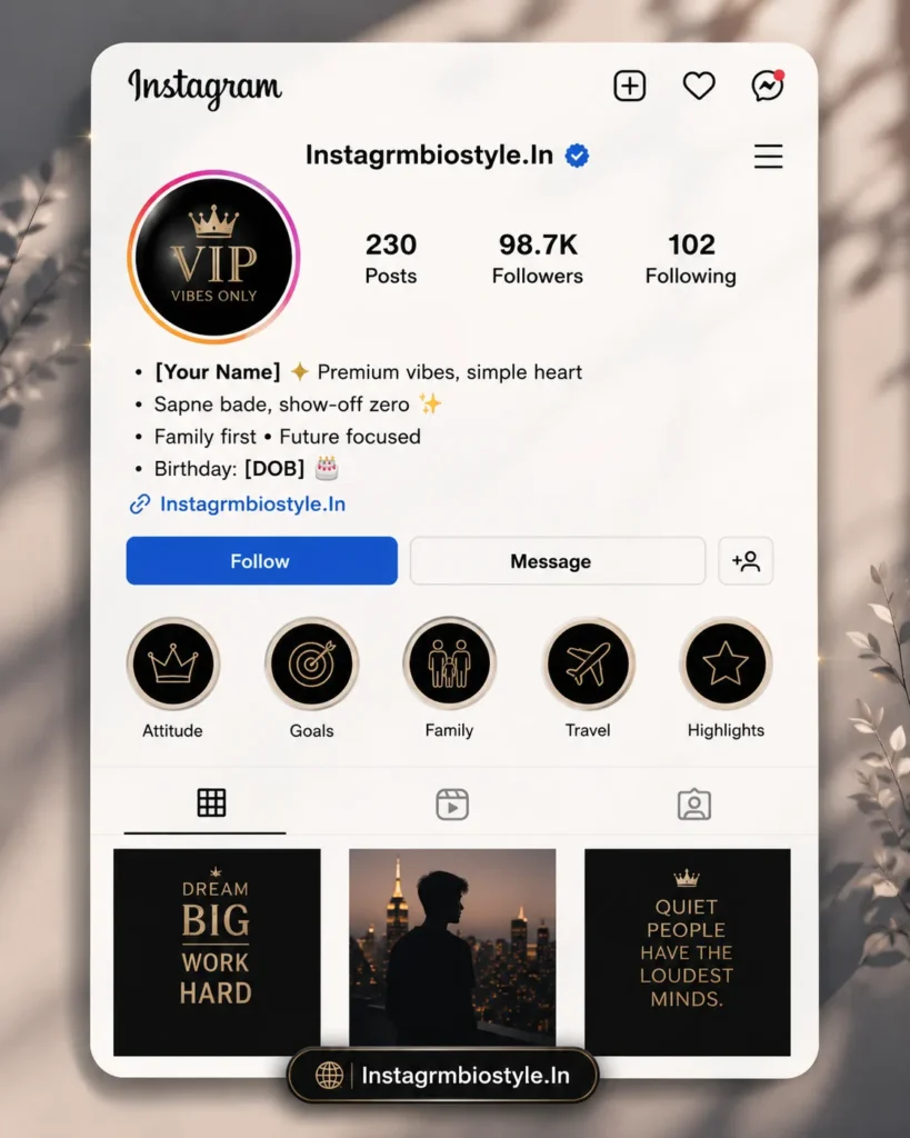 Instagram VIP bio ideas for a stylish profile
