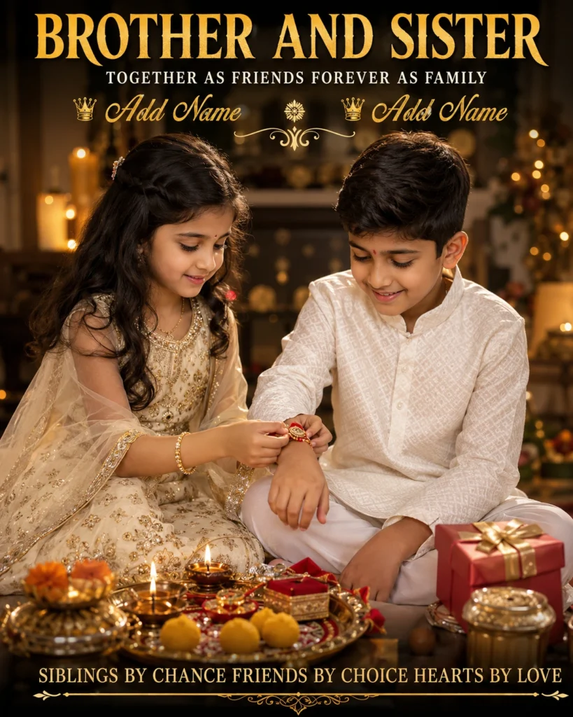 Children tying rakhi during a festive sibling prompt