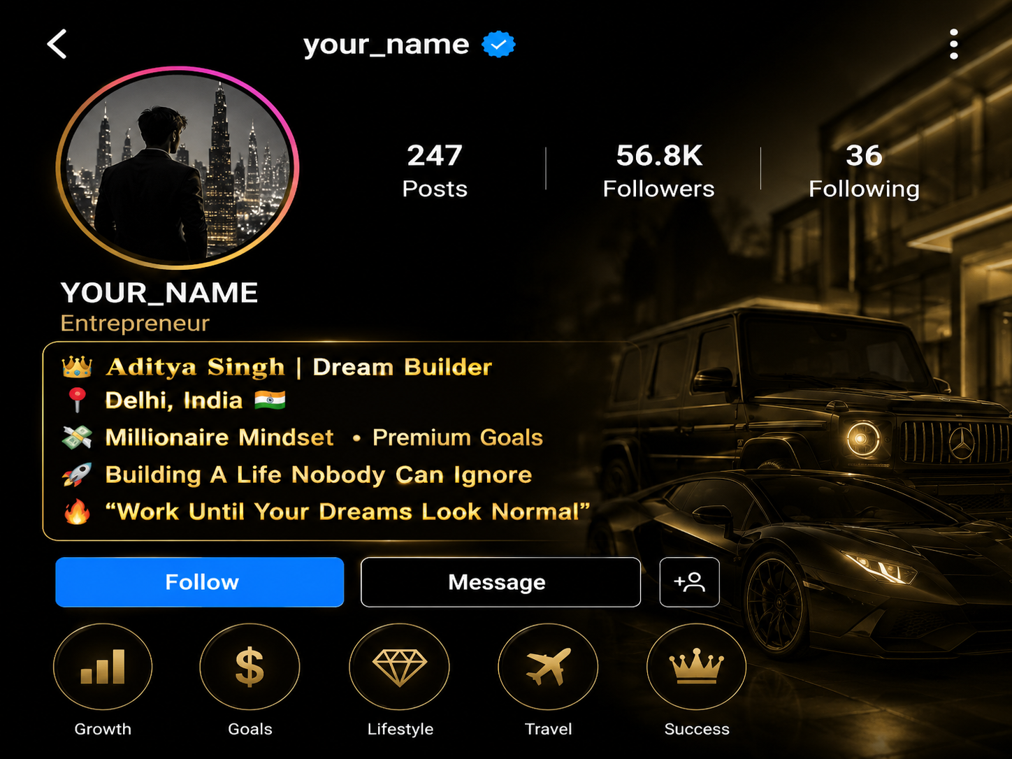Millionaire Bio for Instagram