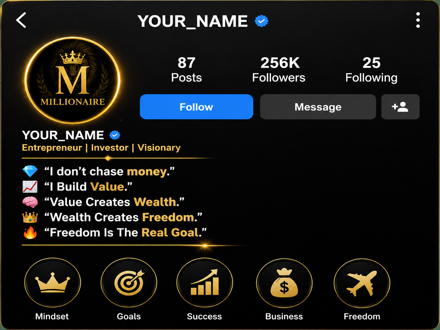 Millionaire Quotes for Instagram Bio