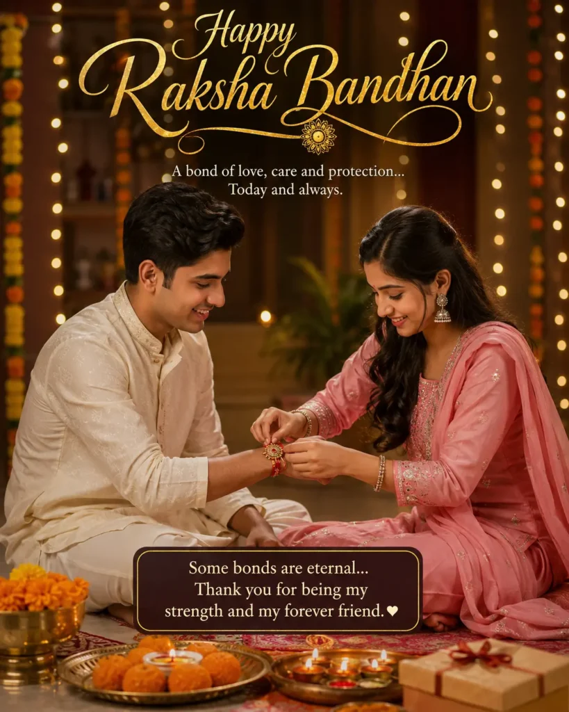 Sister tying rakhi on brother AI prompt