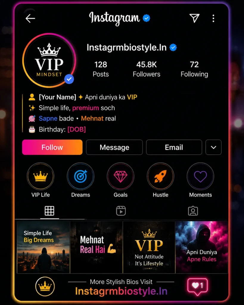 Instagram VIP bio for boys in stylish lettering