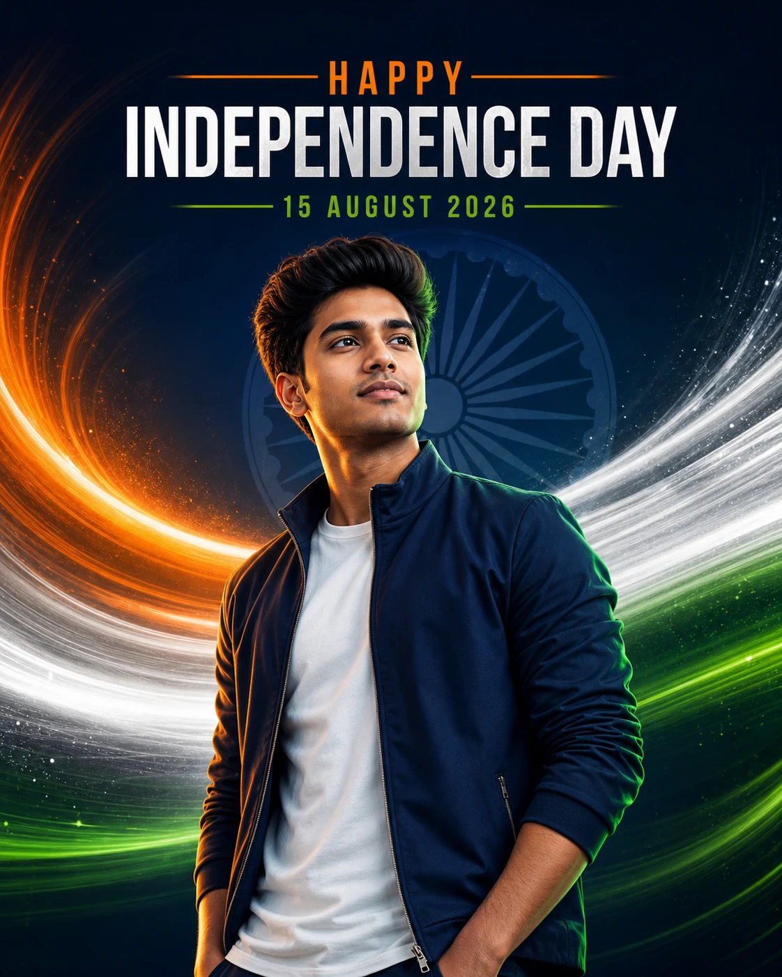 Attitude boy Independence Day poster with tricolour rim lighting