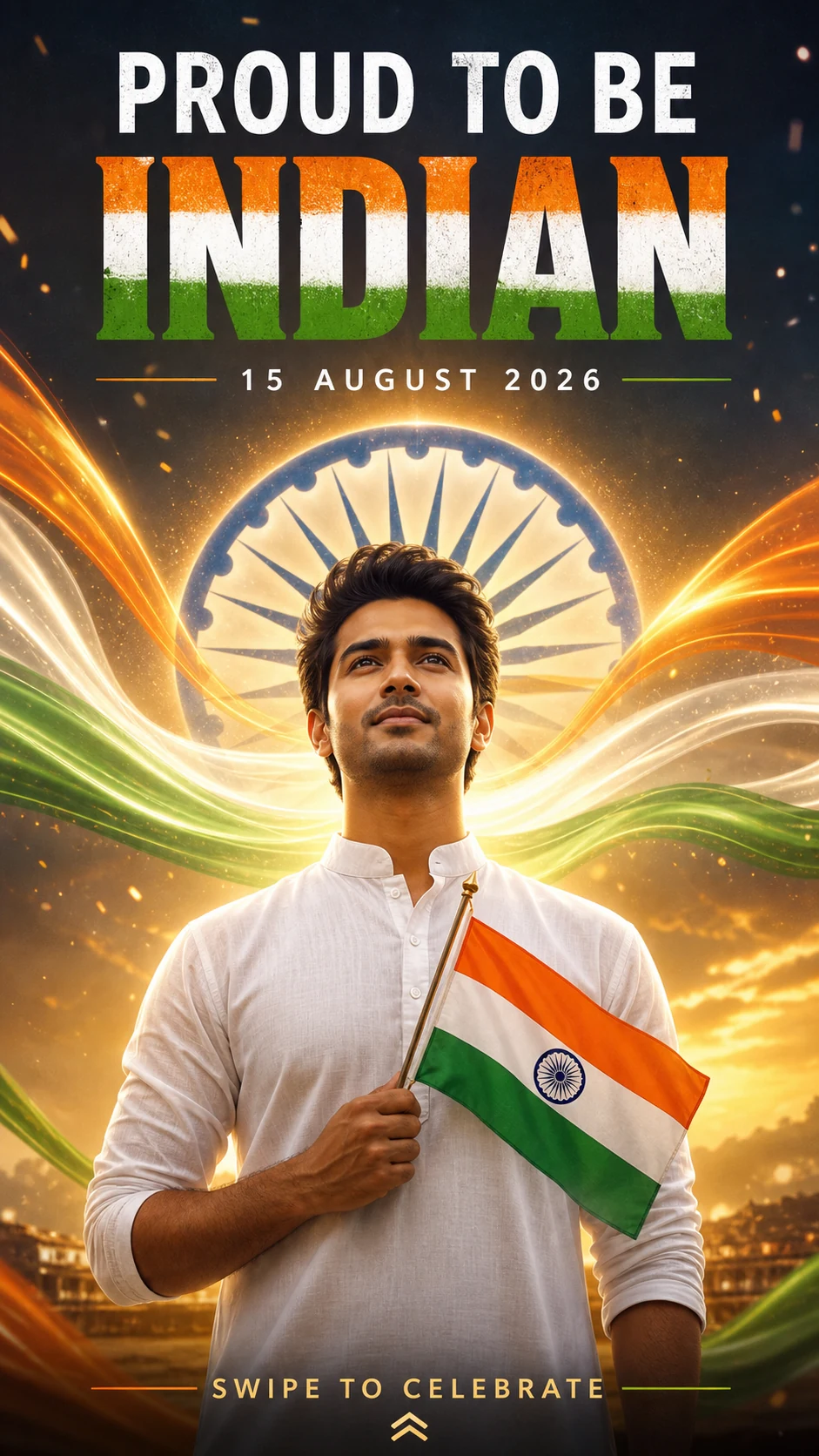 Vertical Independence Day Instagram Story poster with a central portrait