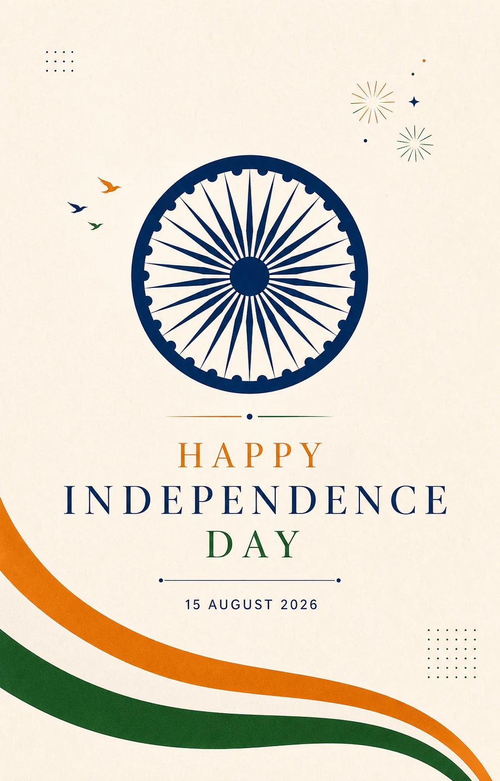 Minimal Independence Day Instagram poster with an Ashoka Chakra graphic